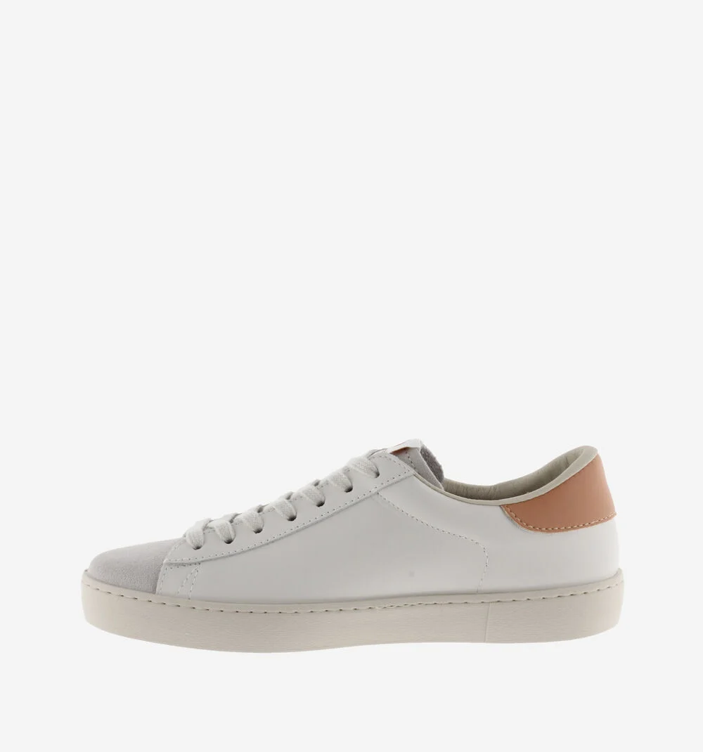 BERLÍN CUIR & CUIR FENDU Baskets blanches unisexes en cuir MELOCOTON