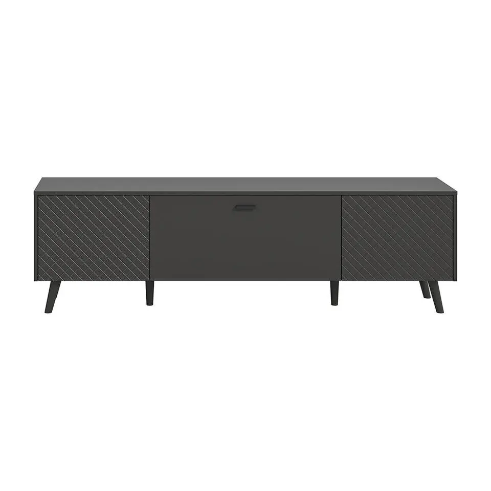 Hioshop Linea dressoir 2 deuren 1 klepdeur mat grijs