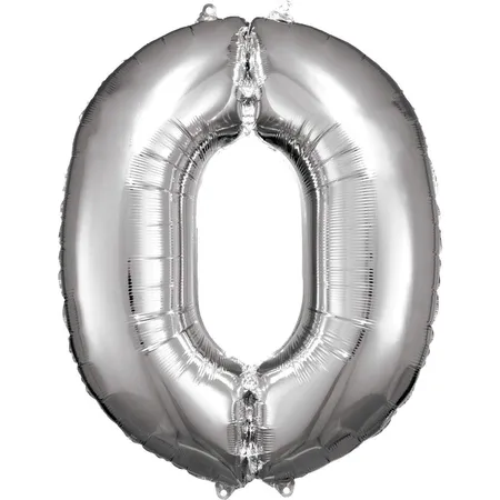 amscan Folienballon Zahl 0 silber