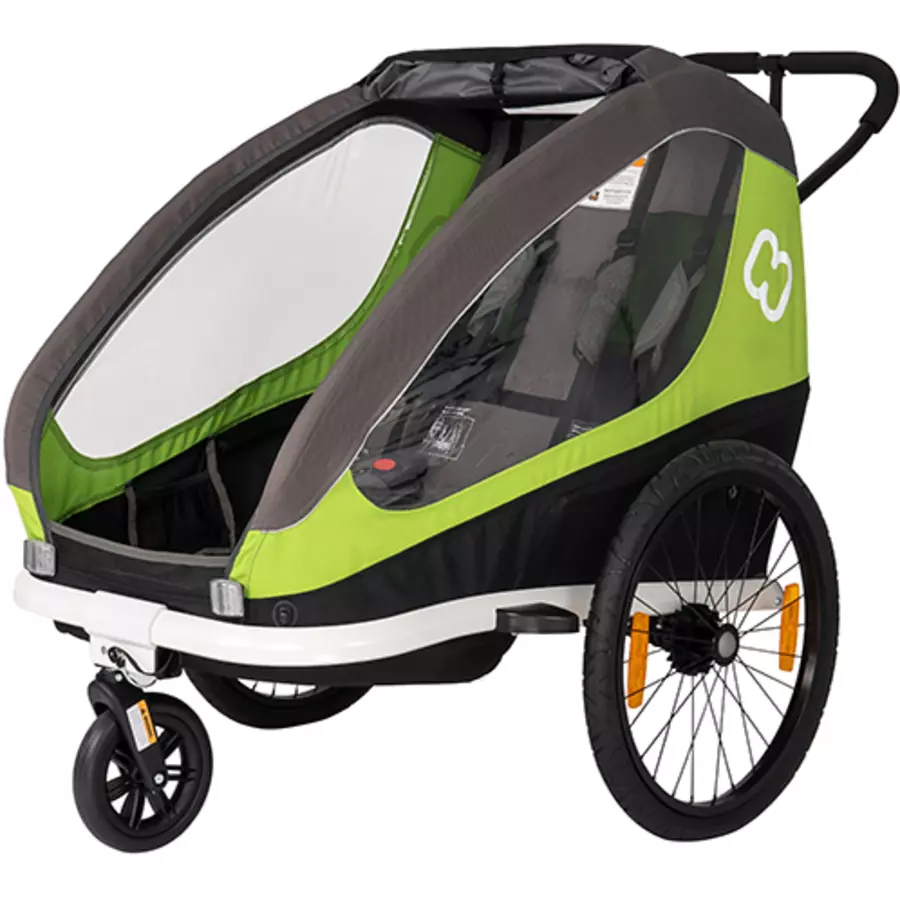 hamax Kinderfahrradanhänger Traveller inklusive Deichsel und Buggyrad GreenGrey