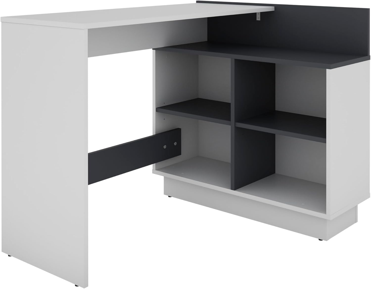 byLIVING Schreibtisch Berni/Gaming-Tisch in weiß/Graphit/Viel Stauraum und große Tischplatte/PC/Arbeits-Tisch/rechts-Links montierbar/B 102, H 77,5, T 80 cm