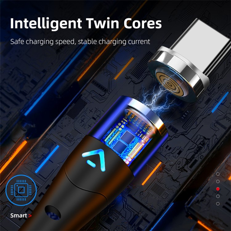 (2m) 3A Magnetisches USB A Ladekabel USB C LED Leuchtendes Datenkabel - Silber
