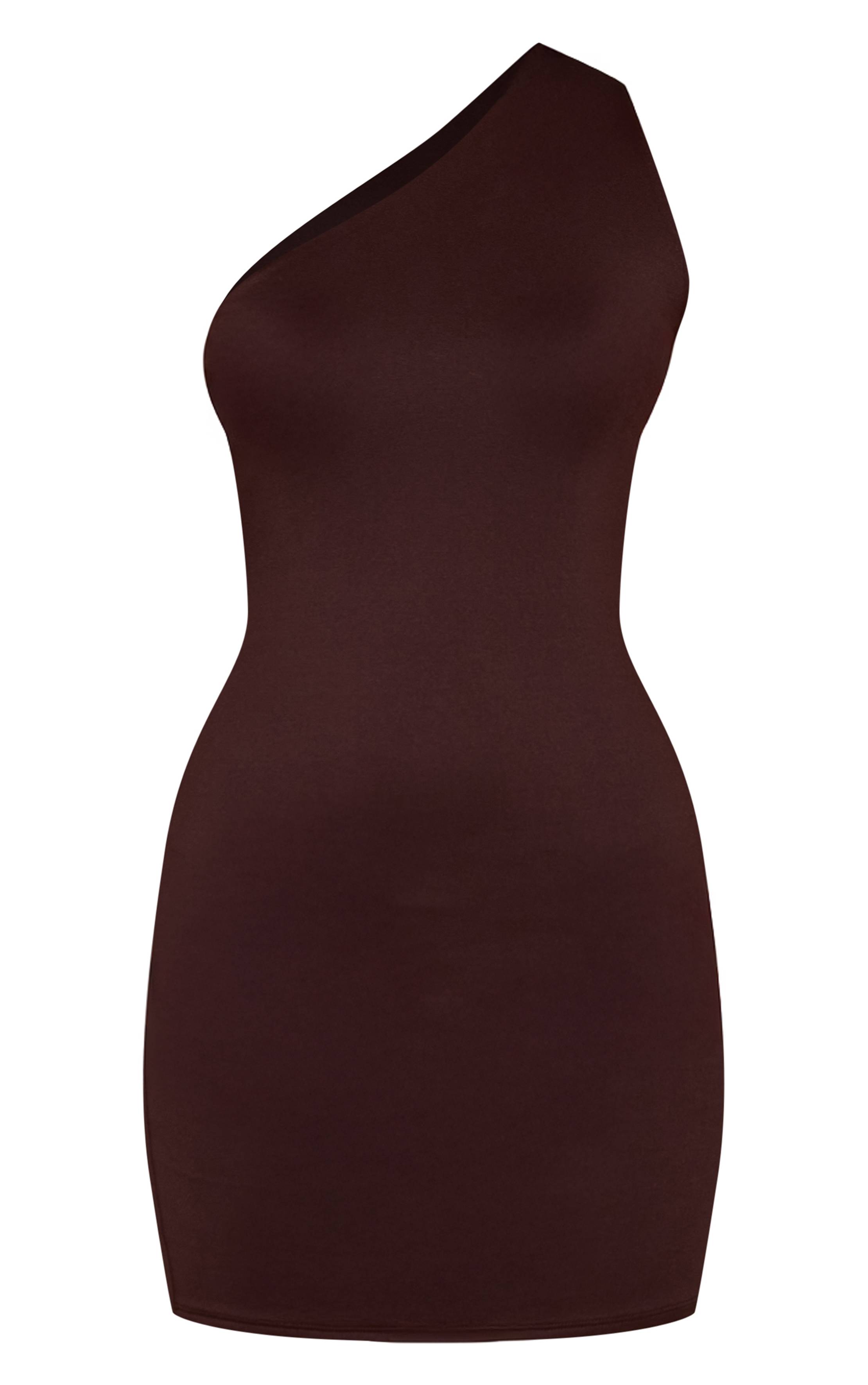 Chocolat Robe Moulante Asymétrique En Jersey Doux Toucher