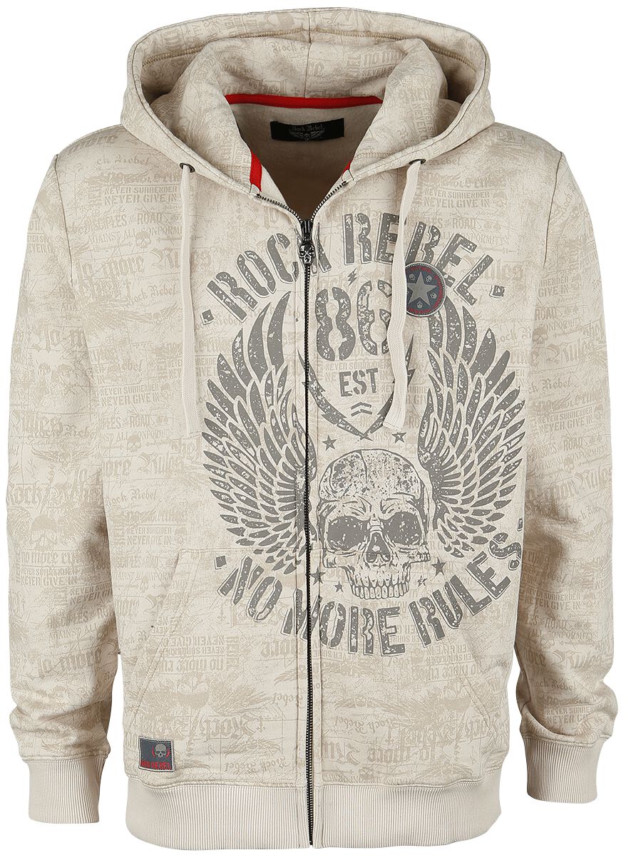 Veste À Capuche Beige Imprimée | Rock Rebel by EMP Sweat-shirt zippé à capuche