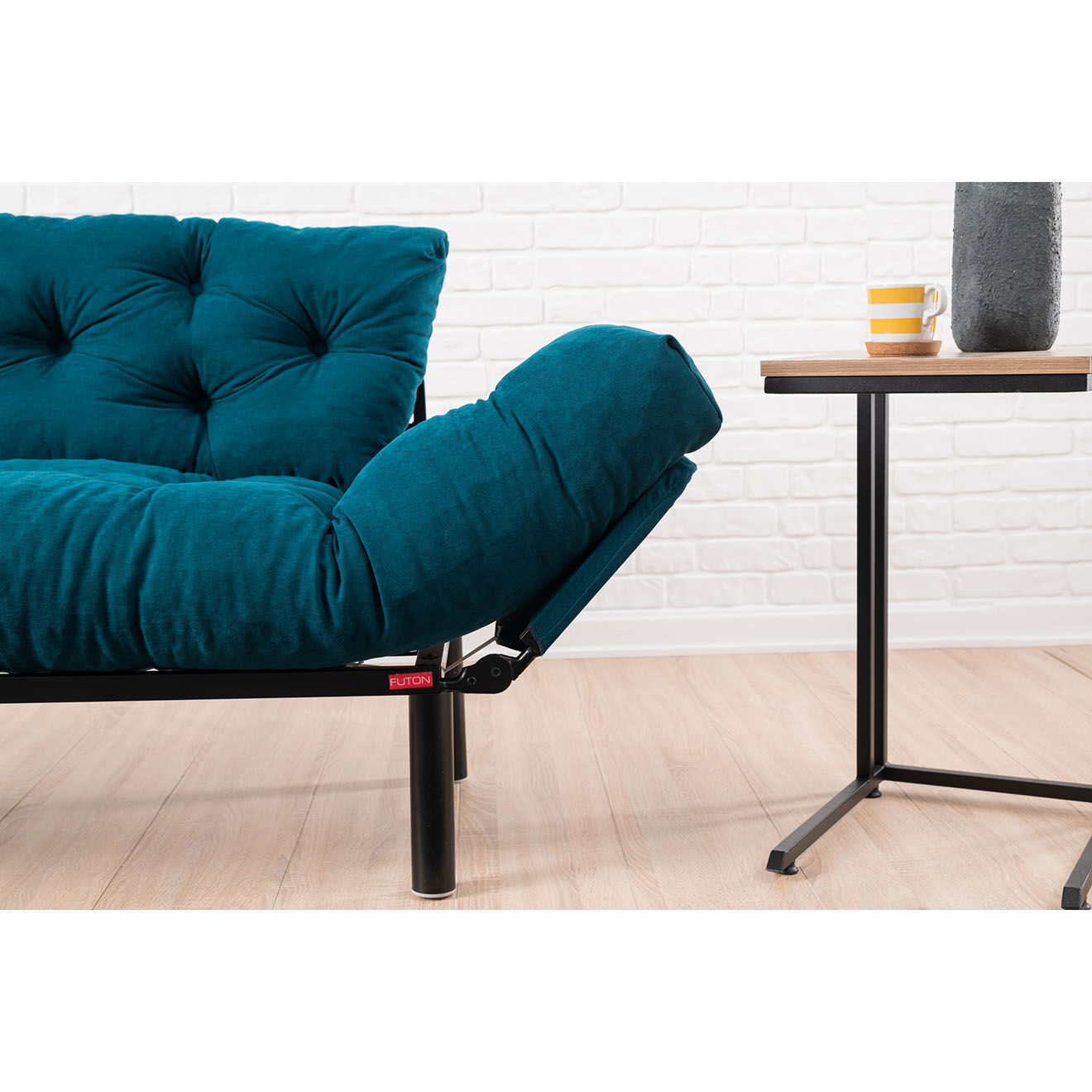 Atelier del Sofa Canapé 2 places convertible Nitta bleu pétrole - 155x85x73 cm