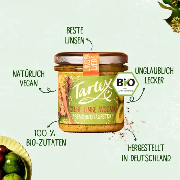 Bio Gelbe Linse Avocado Abendbrotaufstrich