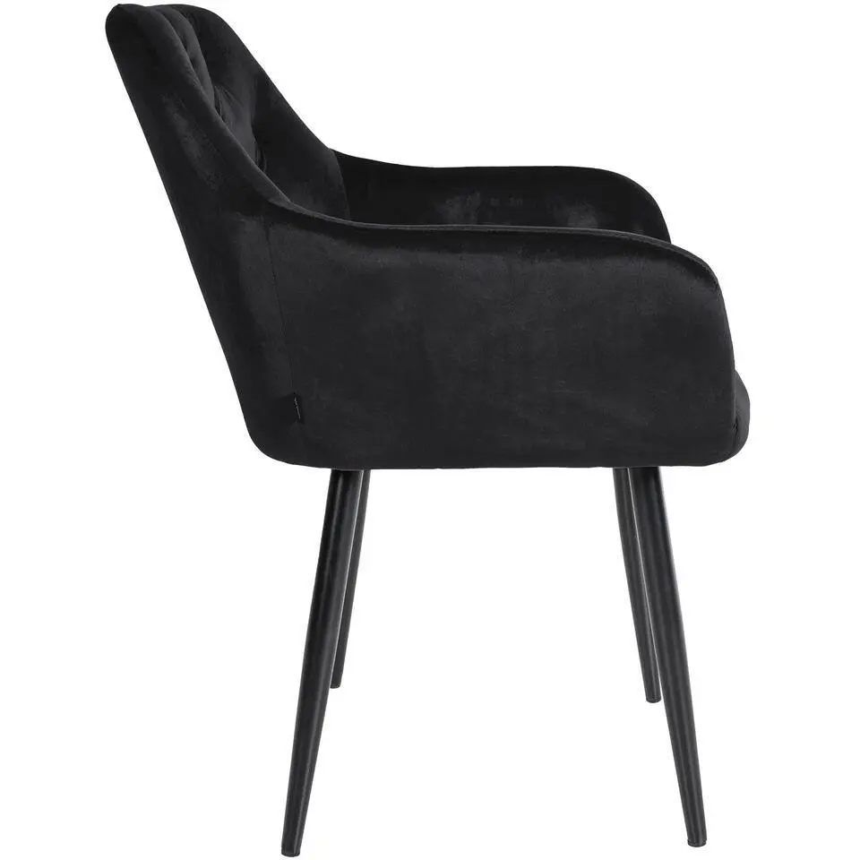 CLP Eetkamerstoel Stanley zwart Frame - Fluweel - zwart