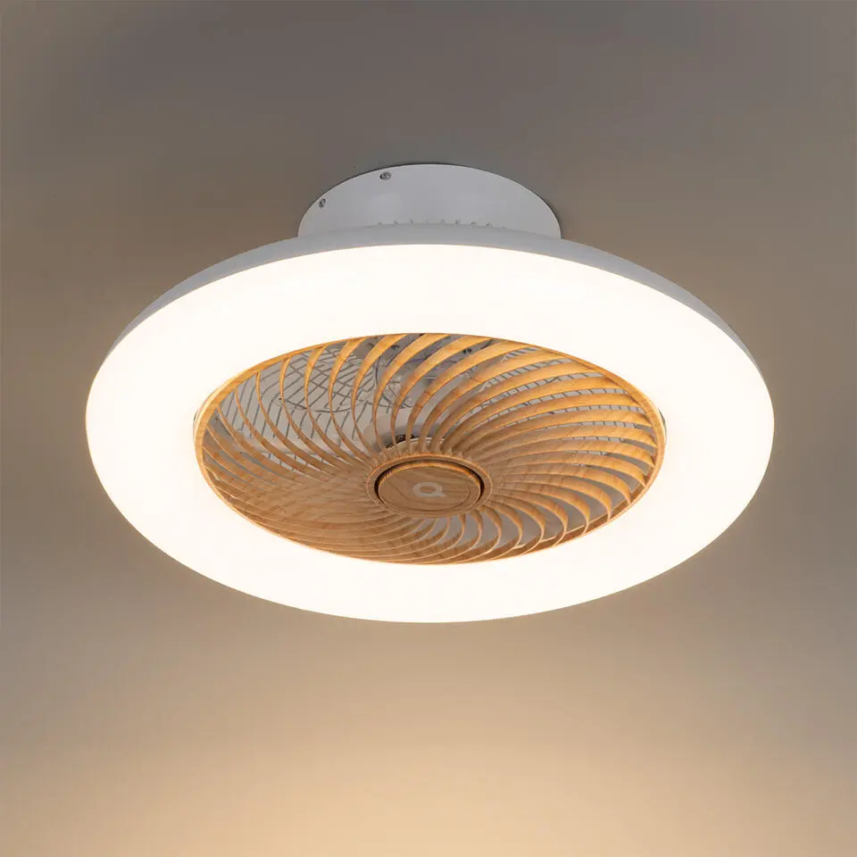 Qazqa plafondventilatoren clima crème geïntegreerde led