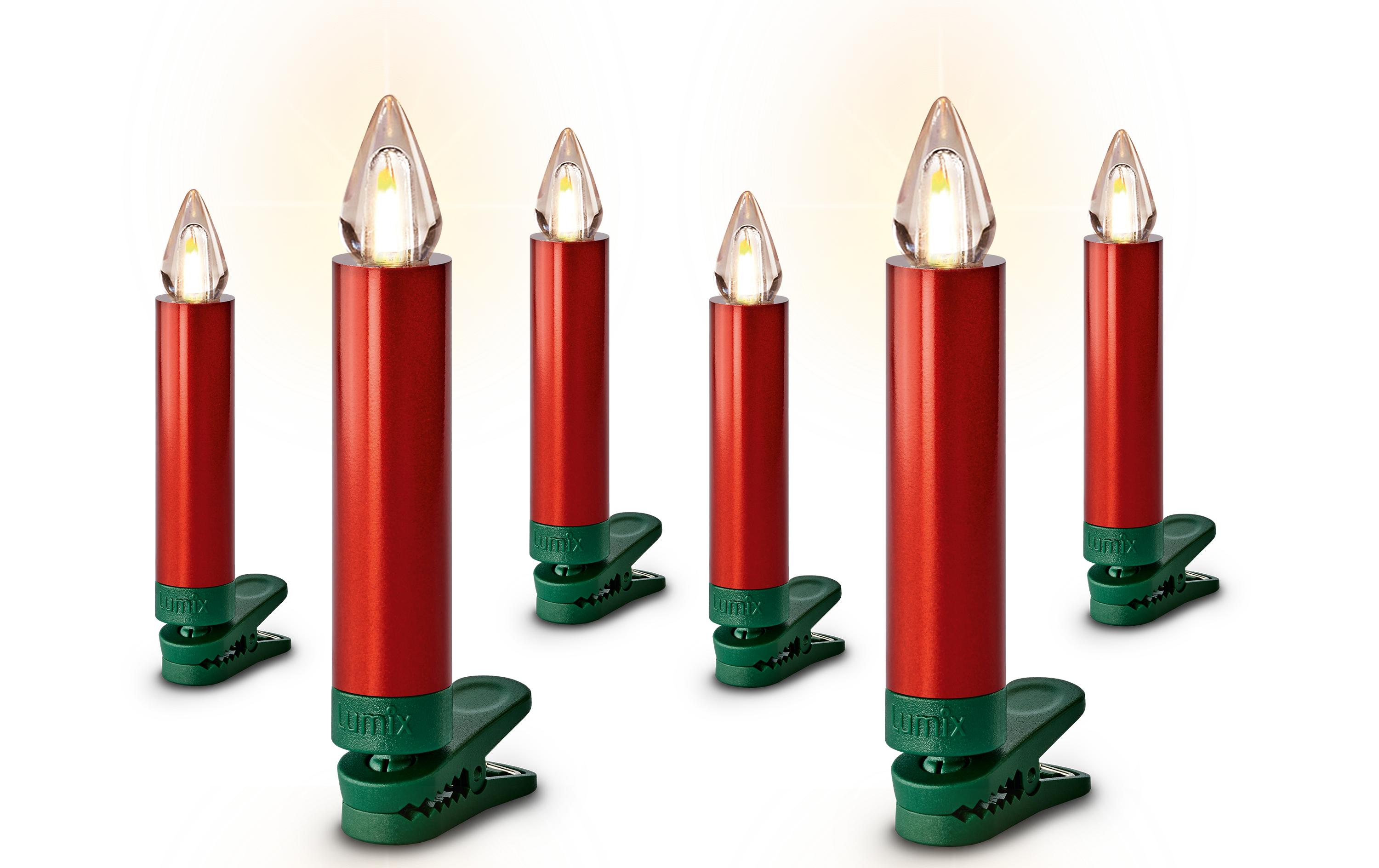 LED Baumkerze SuperLight Flame, Rot, 6er-SetErweiterungsset LED Christbaumkerze