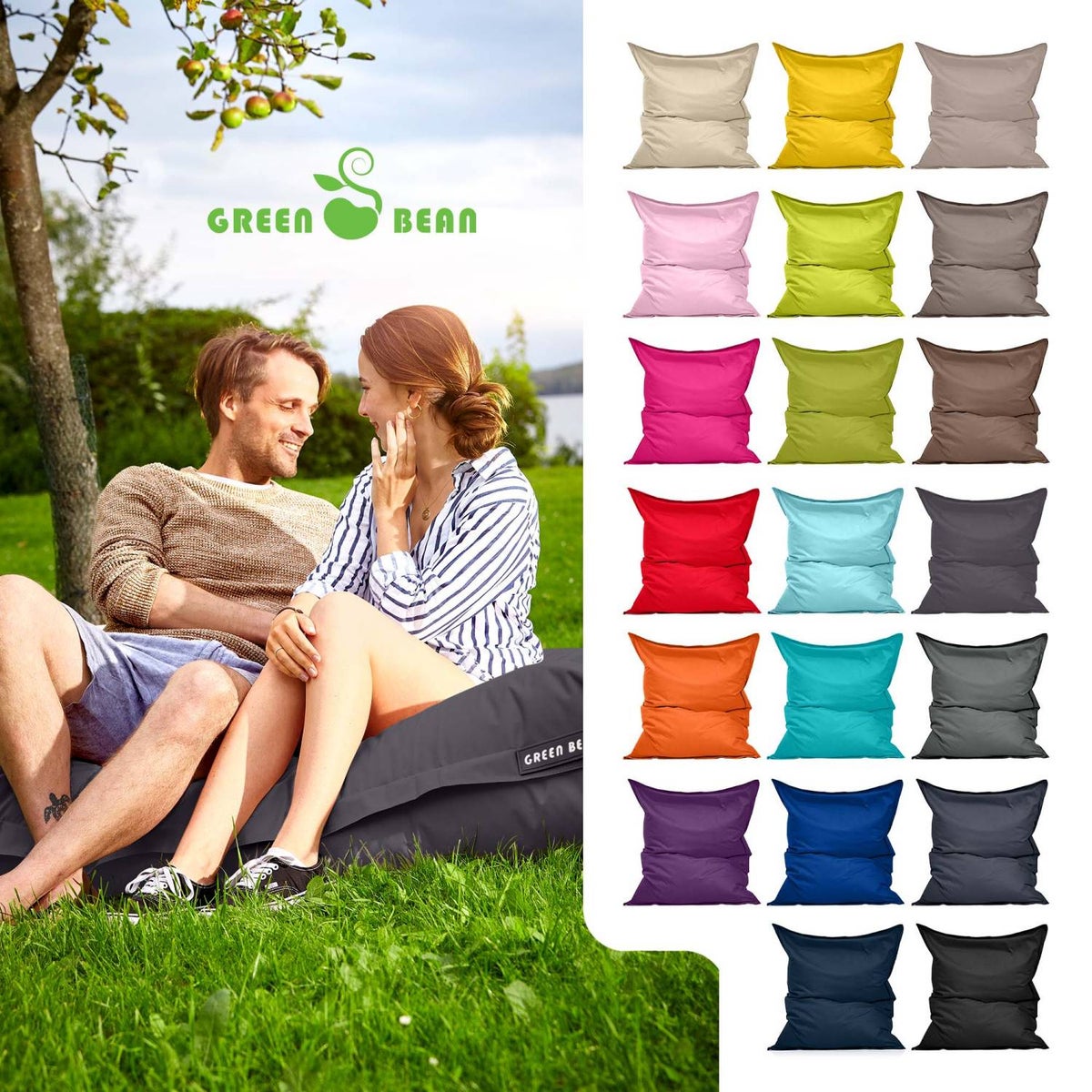 Groene Bonen Zitzak 120x160cm 270 Liter Kinderen & Volwassenen Zitzak EPS Kralenvulling Reuze Zitzak Groot Ligbedkussen Wasbaar Weerbestendig Ligstoel Zitkussen Vloerkussen