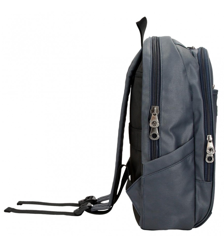 Mochila para computador Pepe Jeans Hatfield com dois compartimentos na cor azul marinho.