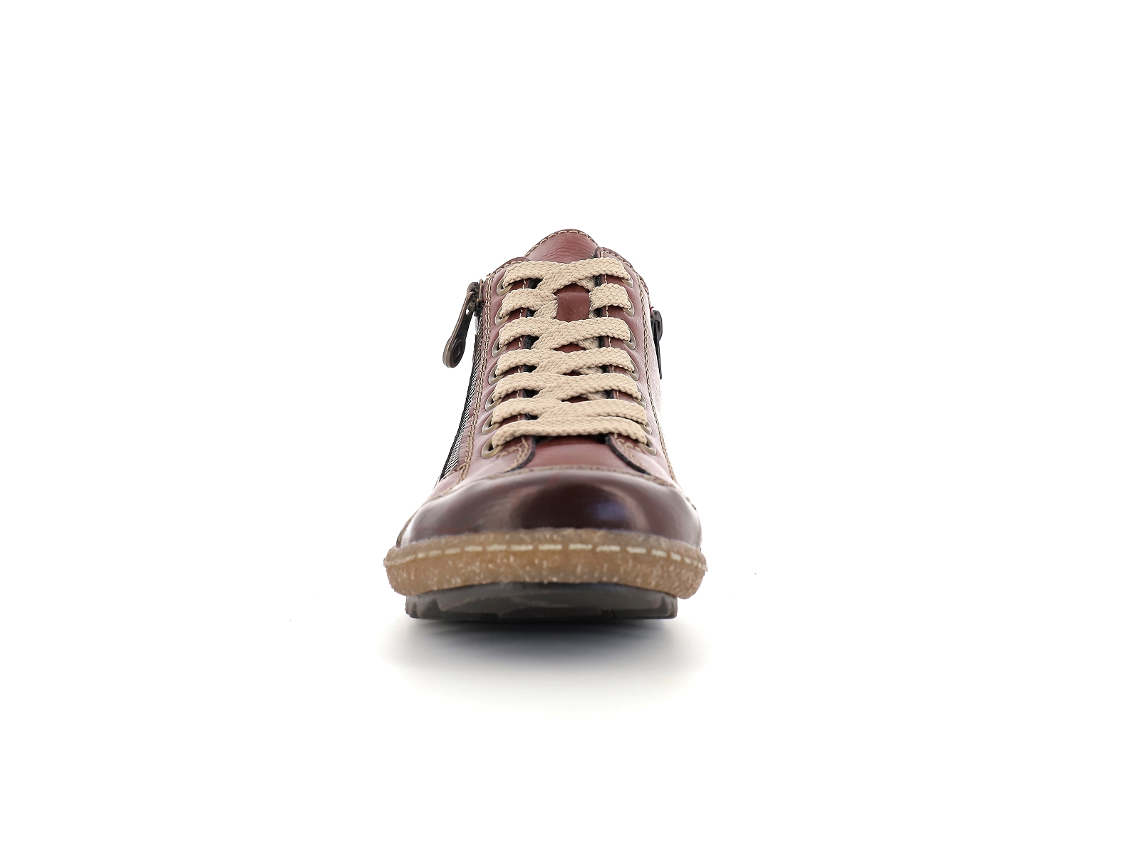 Rieker-L7516 Cuir Bordeaux Noir