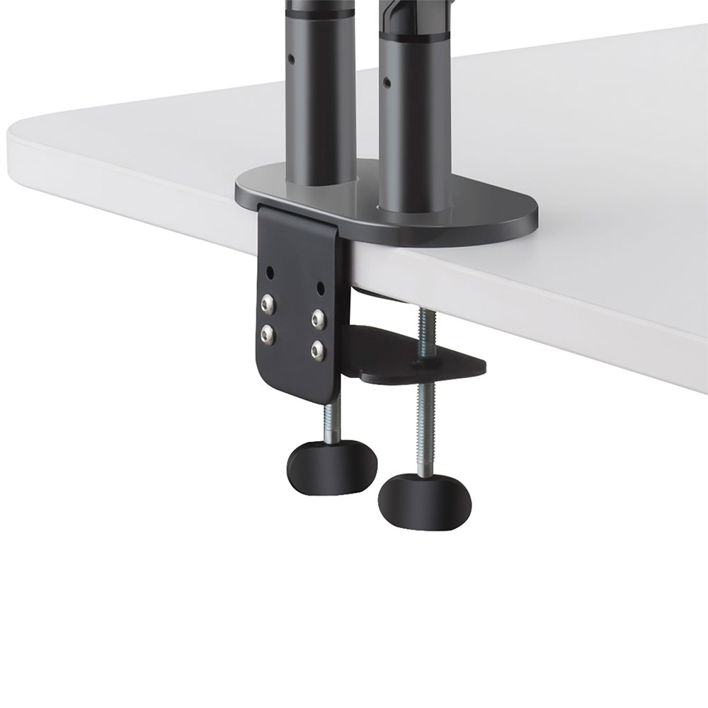 Dual Schwenkbare Aluminium Tischhalterung mit Gasfeder für 2 Monitore bis 27