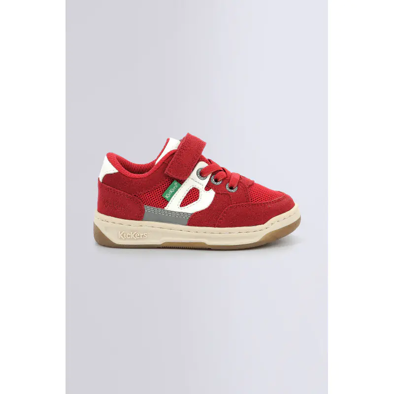 KIKOUAK ROUGE BLANC BASKETS BASSES Cuir Garçon