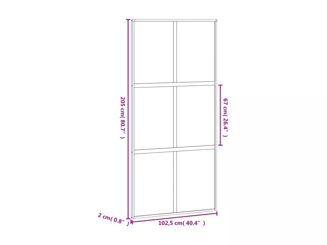 Porte coulissante noir 102,5x205 cm verre trempé aluminium