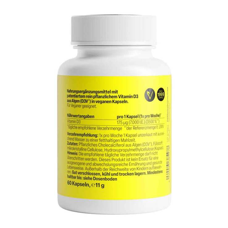 Vegane Vitamin D3 7000 I.E. Wochendepot Kapseln, 60 St