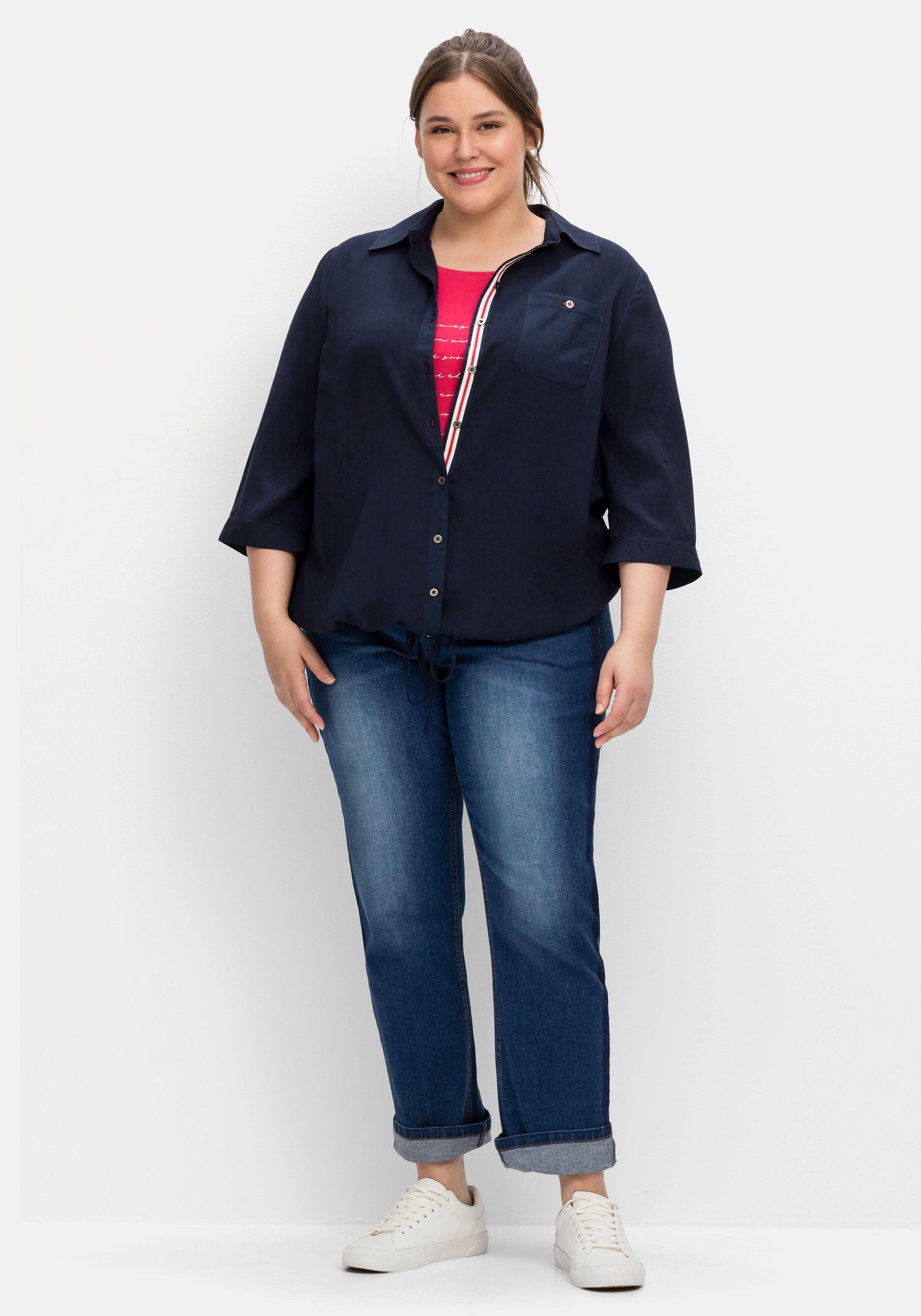 Hemdbluse mit 3/4-Arm und Saum-Tunnelzug