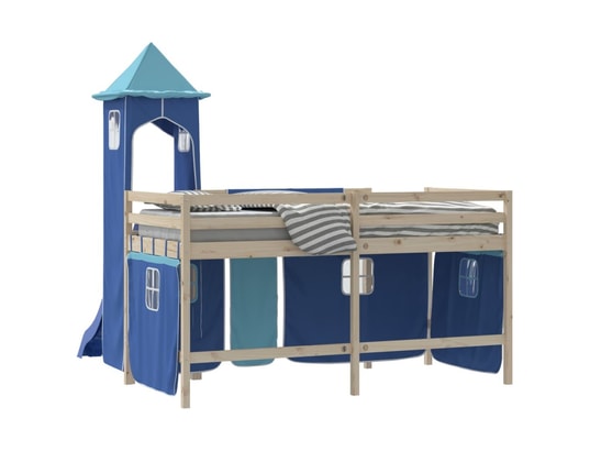 VIDAXL - Rideaux pour lit mezzanine avec tour bleu polyester