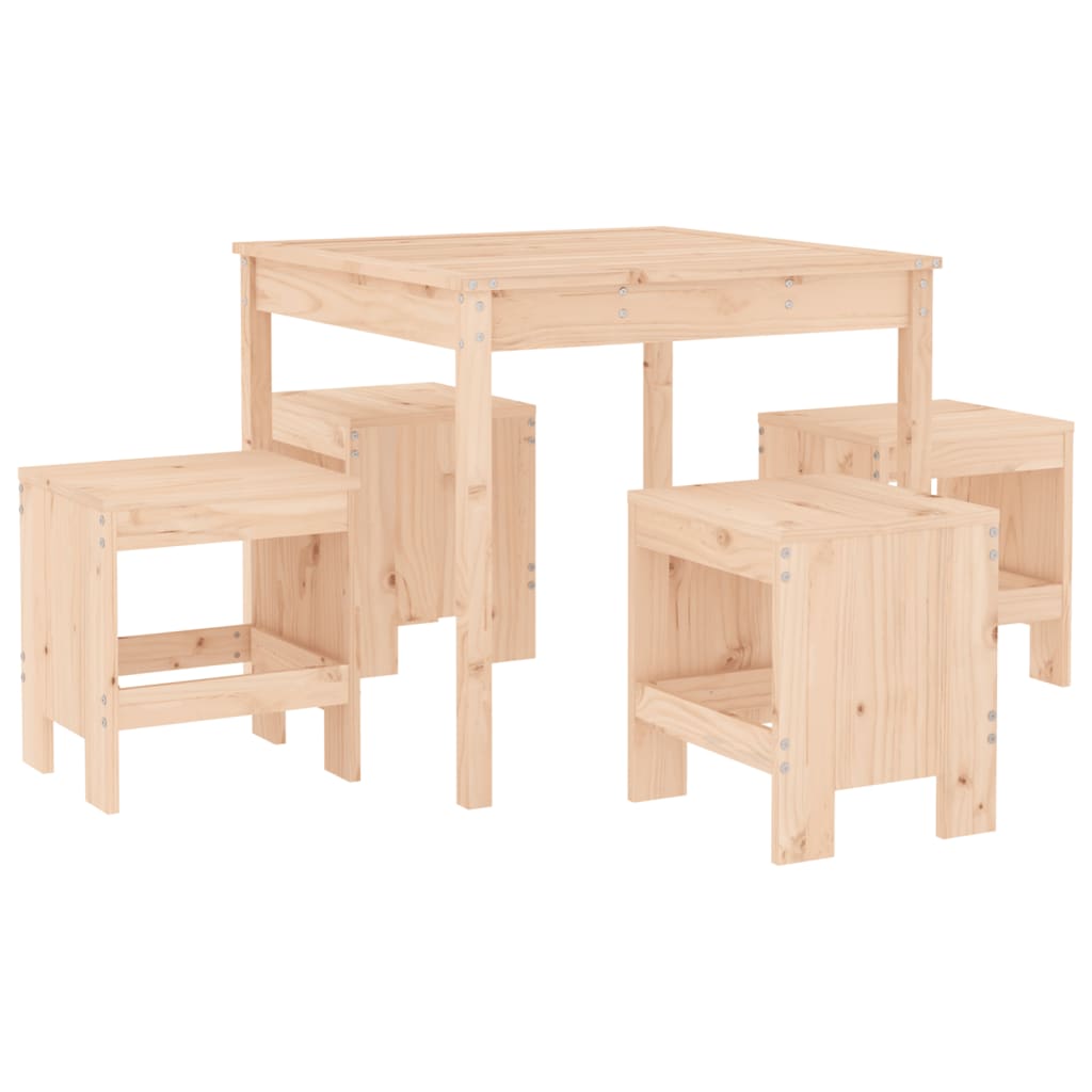 Ensemble à dîner de jardin 5 pcs bois massif de pin