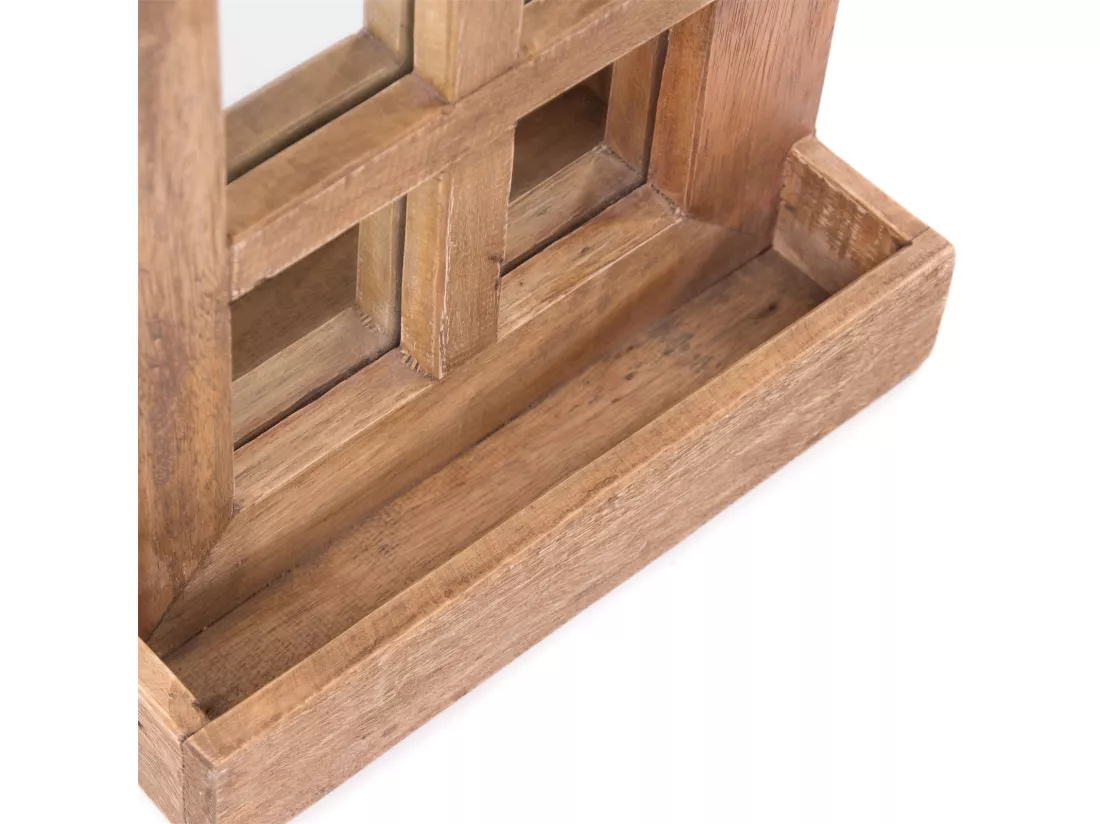 MIROIR MURAL Vintago 40x36 cm, bois de mahogany, avec étagère couleurs naturelles