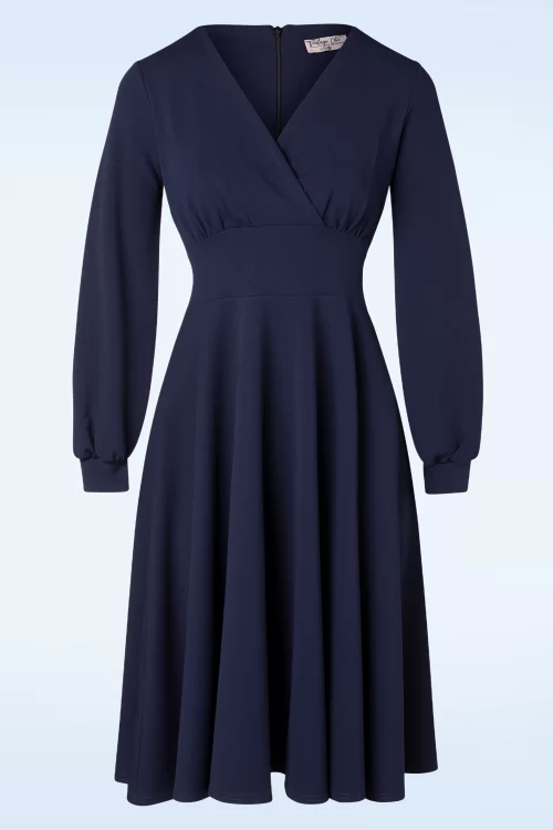 Vintage Chic for Topvintage Helaine swingjurk in marineblauw