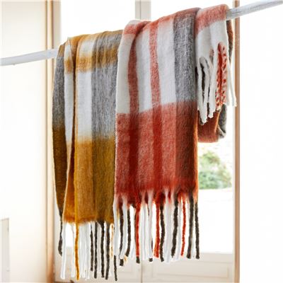 Plaid et couverture à carreaux ultradoux et duveteux - Tempéré - 360 g/m²