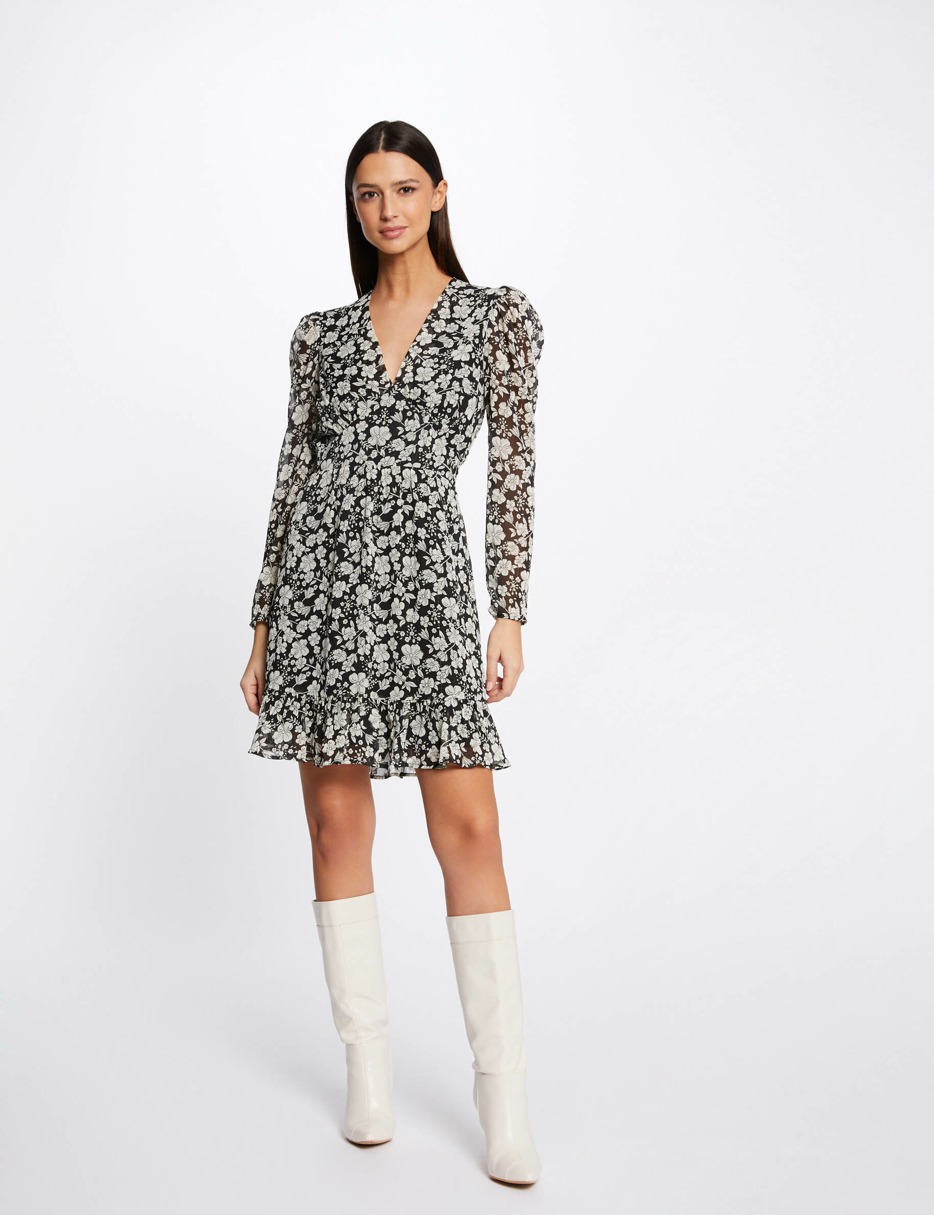 Robe trapèze fluide imprimé floral multico femme - multico