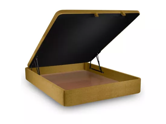 Sommier Coffre Tissu Jaune 200x200 H39cm