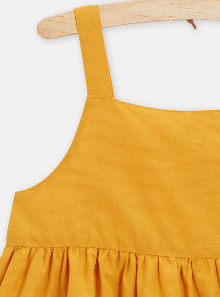 Robe réversible jaune et imprimé animalier pour fille