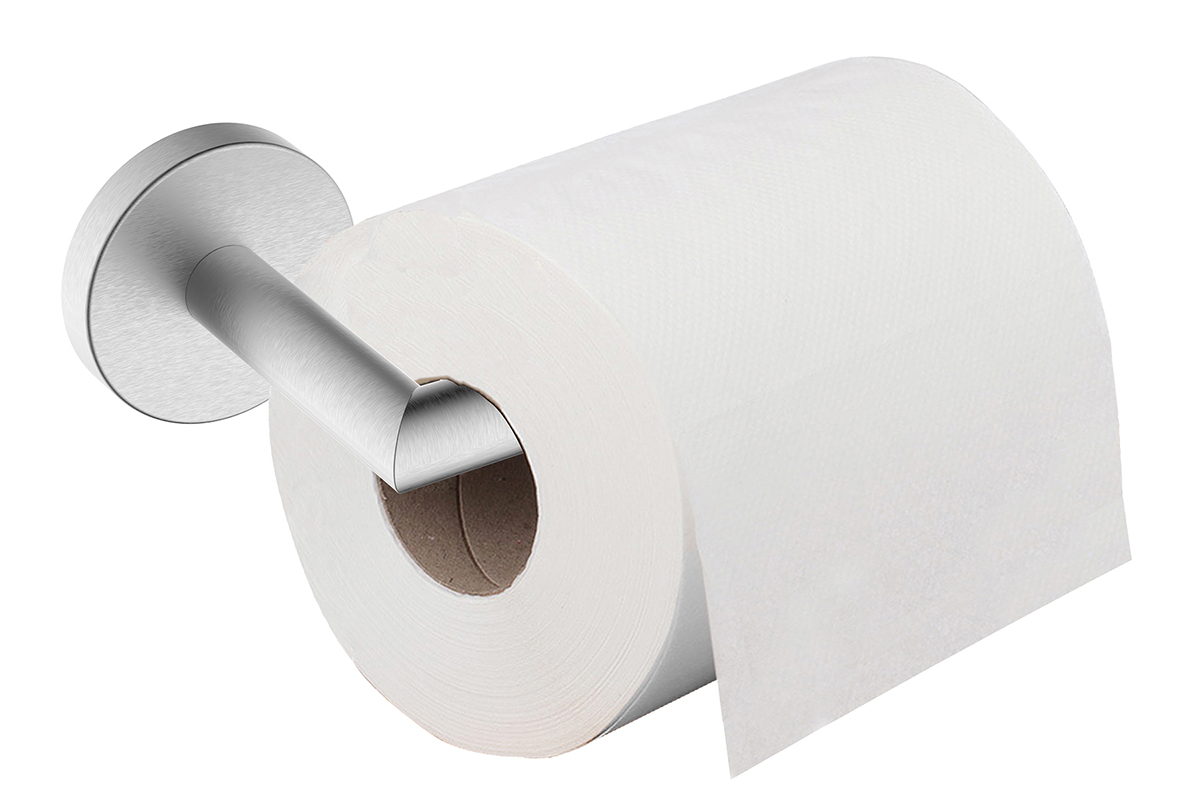 Mueller Hilton toiletrolhouder met vaste arm geborsteld RVS