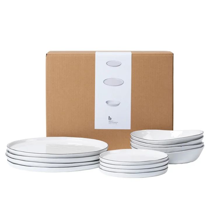 Broste Copenhagen - Salt Geschirr Dinner-Set, weiss / schwarz