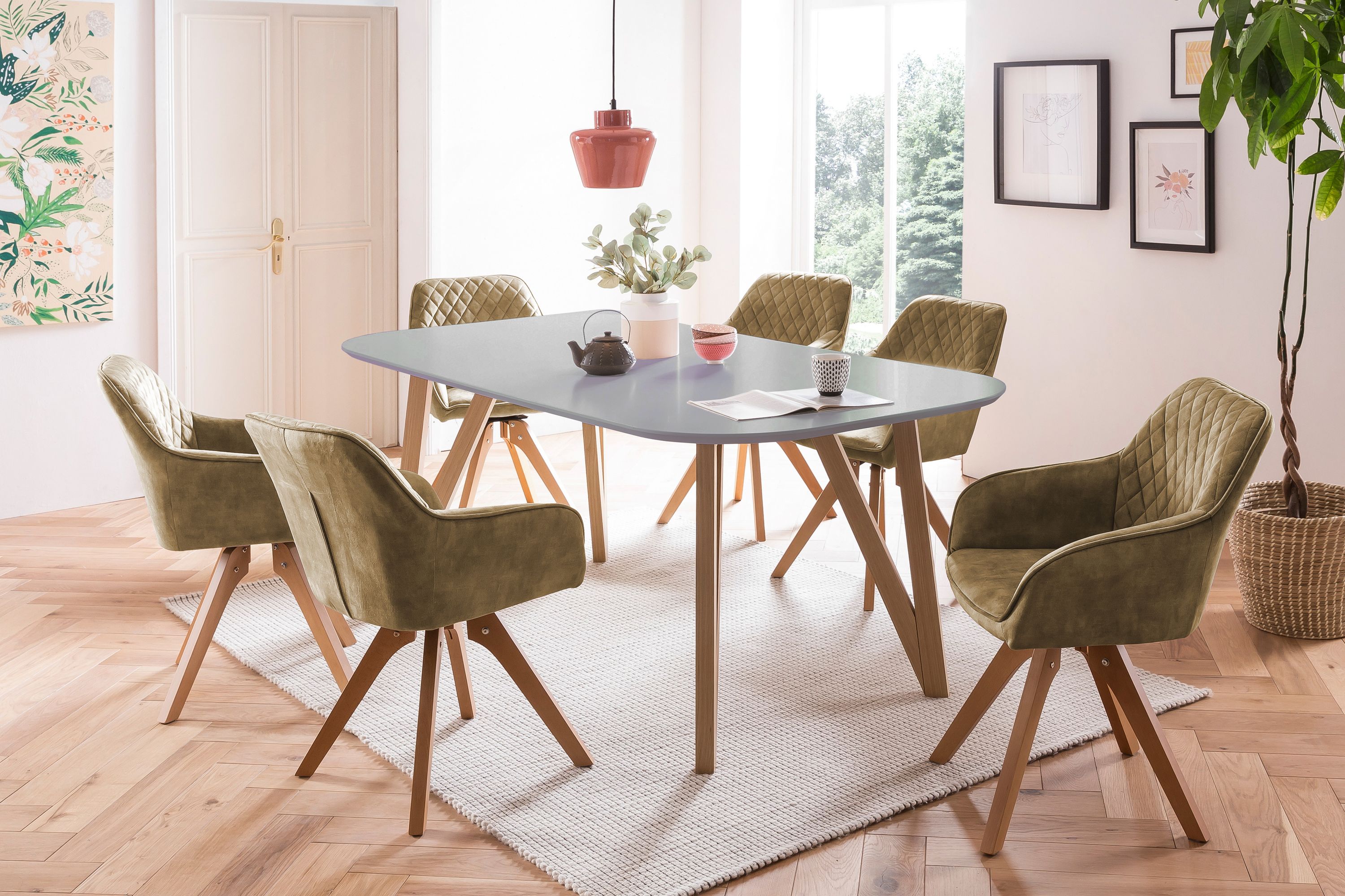 Esstisch 180x90x76 cm grau Eiche Esszimmertisch Küchentisch Tisch Holztisch