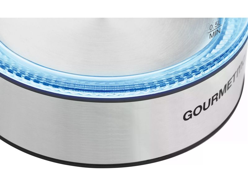 GOURMETmaxx Wasserkocher 1.7 l, Silber/Transparent Glas Wasserkocher
