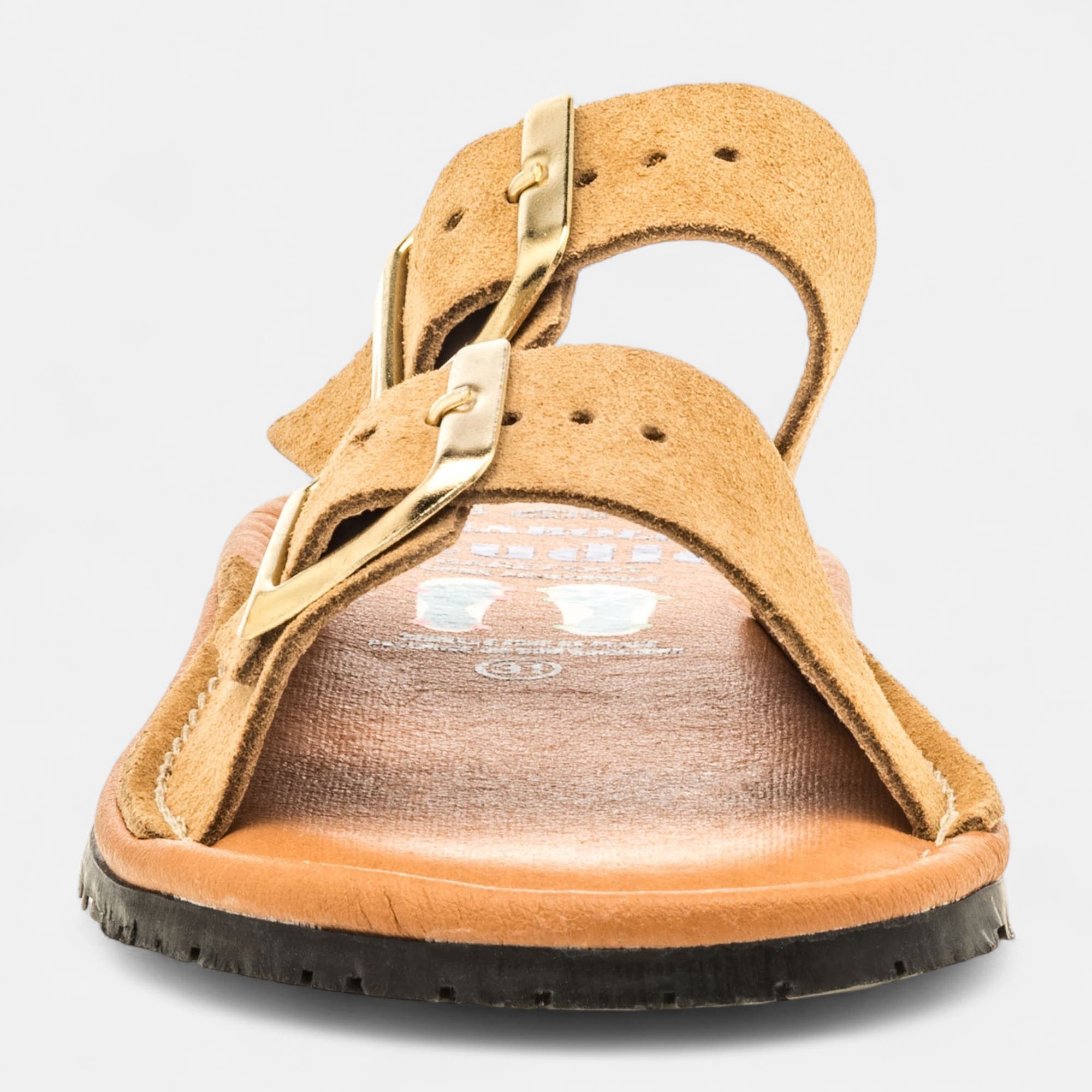 Nu-pieds Fille en cuir beige