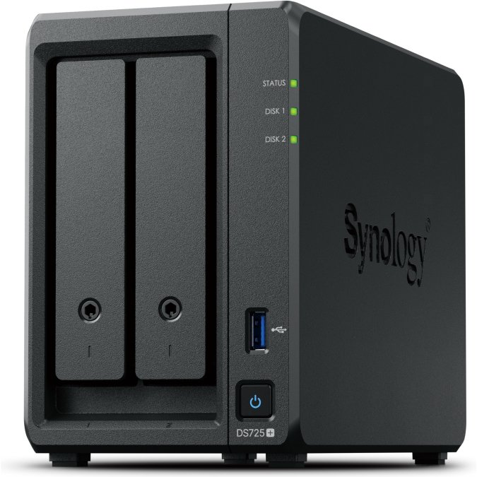 Synology DiskStation DS725+ serveur de stockage NAS Ryzen Embedded R1600 4 Go DDR4 0 To Noir