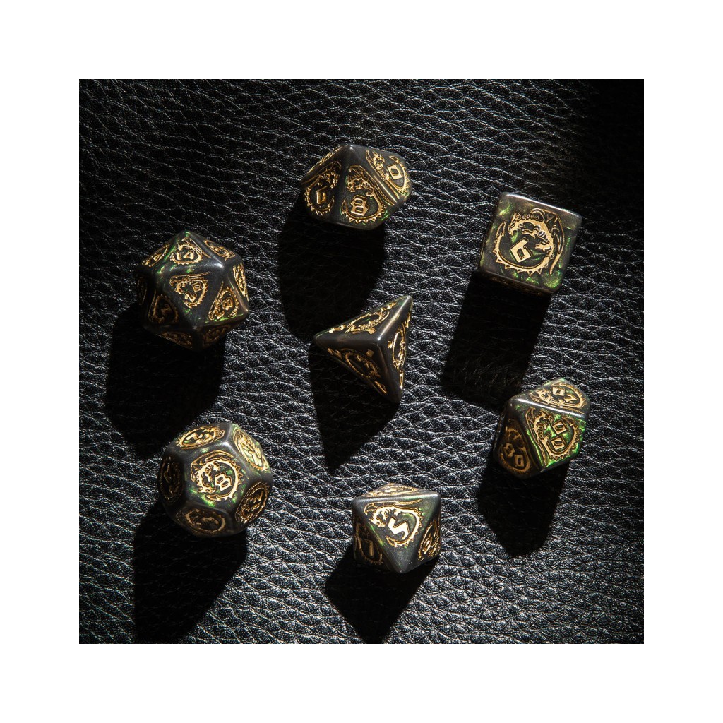 Dragons Bottle Green & Gold Dice Set