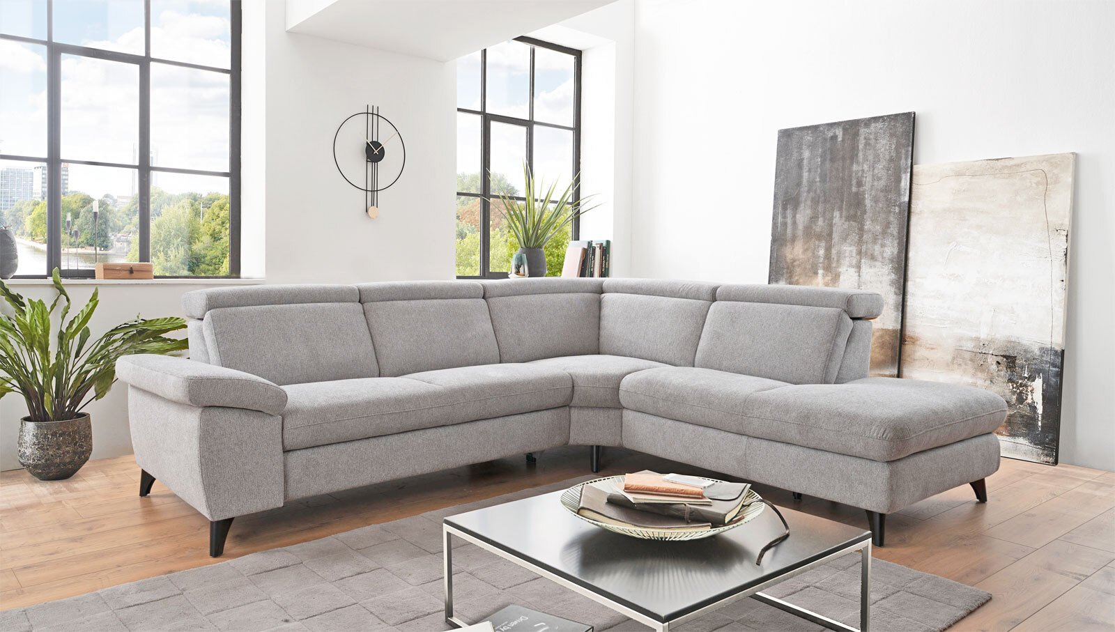 Ecksofa Tonga Stoffbezug Silber