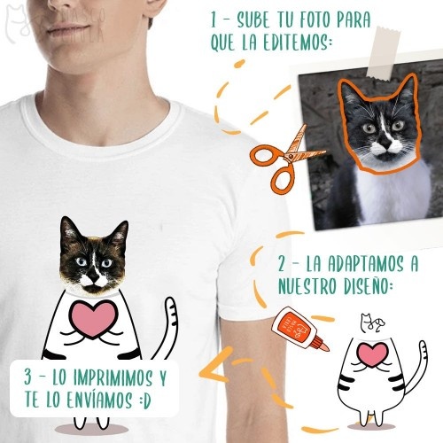 Camiseta masculina Mascochula, personalizada com a foto do seu pet, cinza escuro