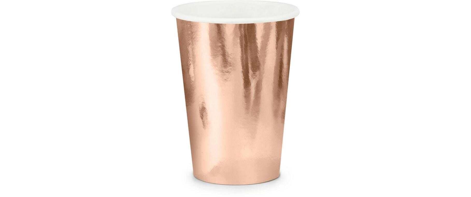 Einwegbecher Uni 220 ml, 6 Stück, RosegoldPappbecher für Partys