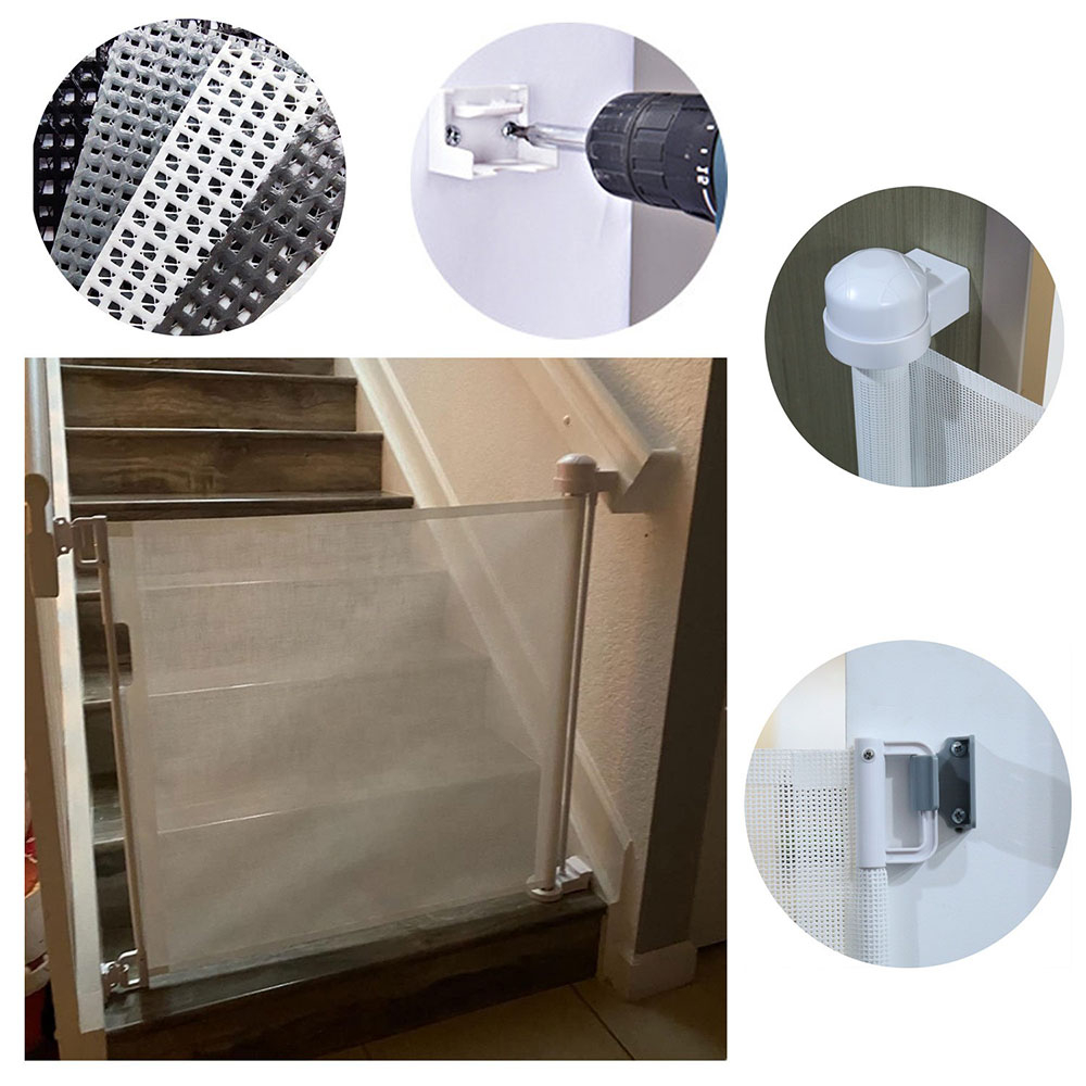 (88x140cm) Nylon Kinder Schutzgitter Netz Baby Sicherheitsschutz Tür / Treppen Barriere - Weiss