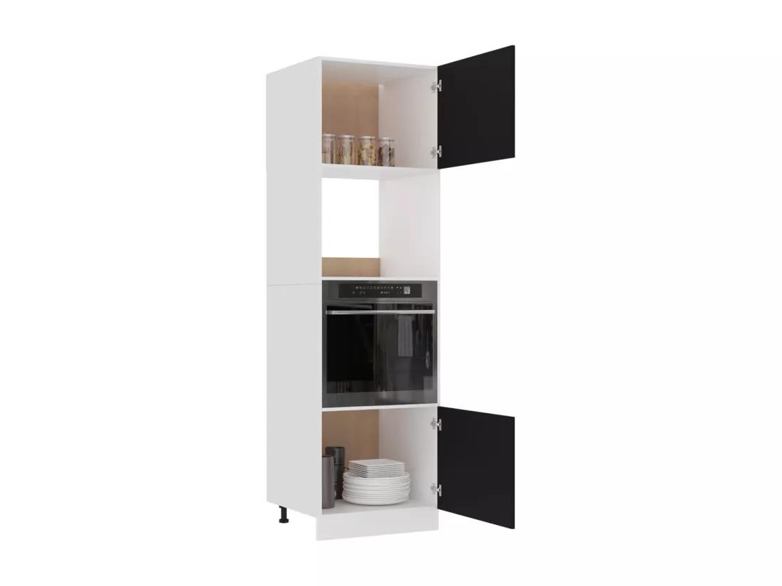 Armoire à micro-ondes Noir 60x57x207 cm Bois d'ingénierie