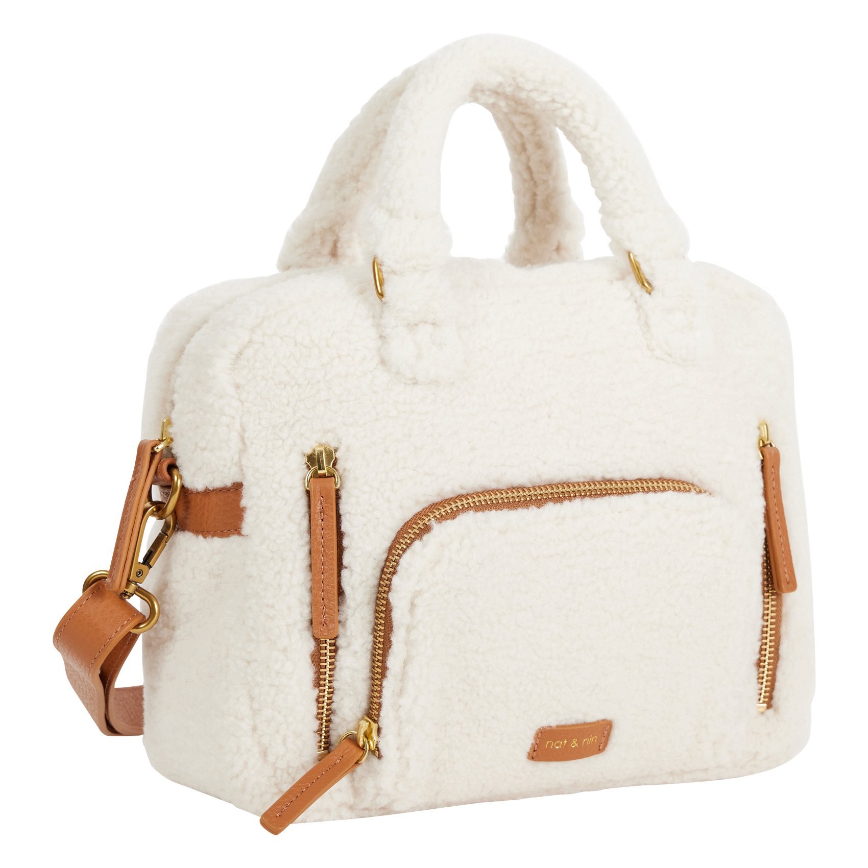 MINI MACY TEDDY - Sac bandoulière multipoches teddy | Beige