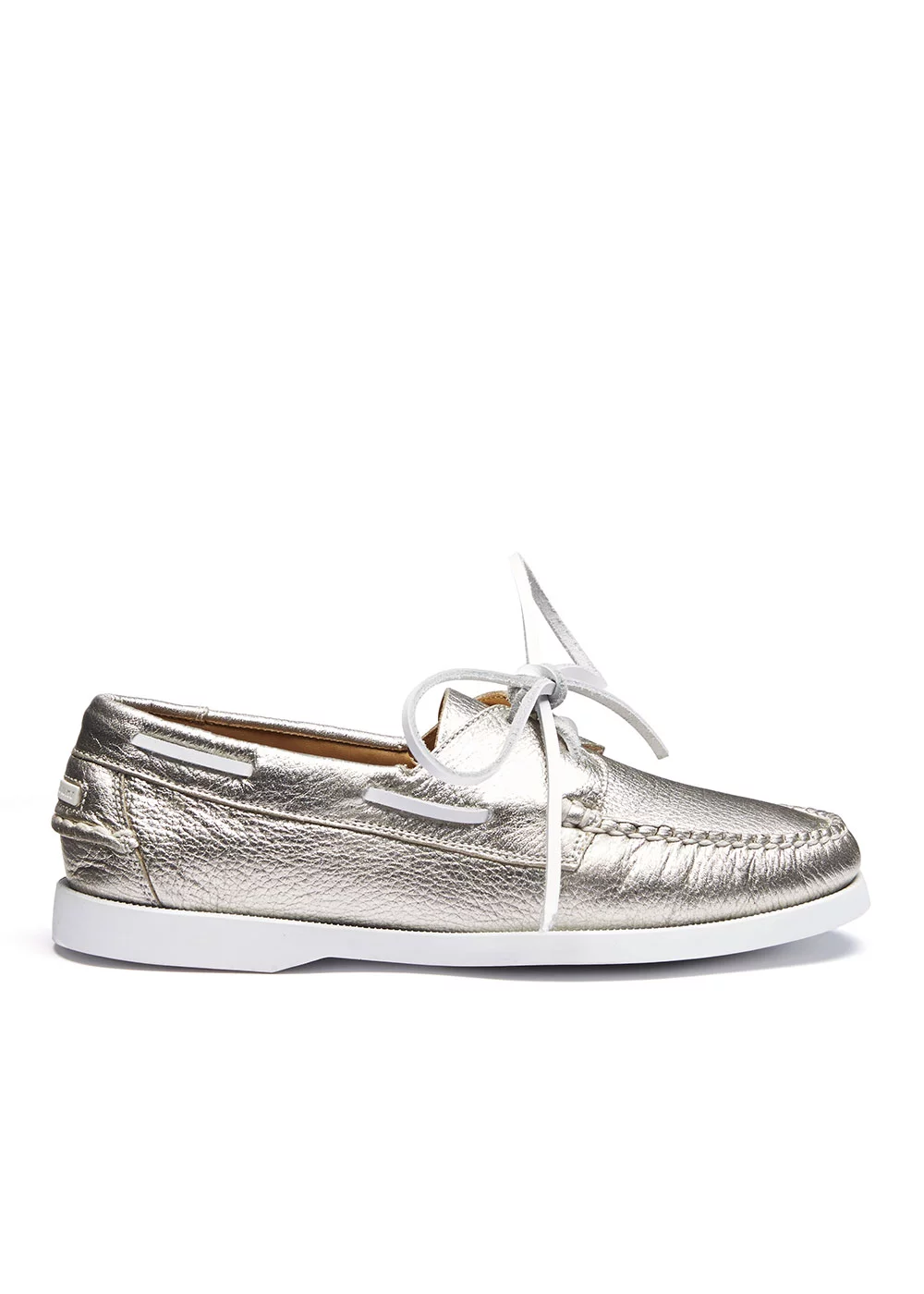 BOAT SHOE CUIR METALLISE ARGENT