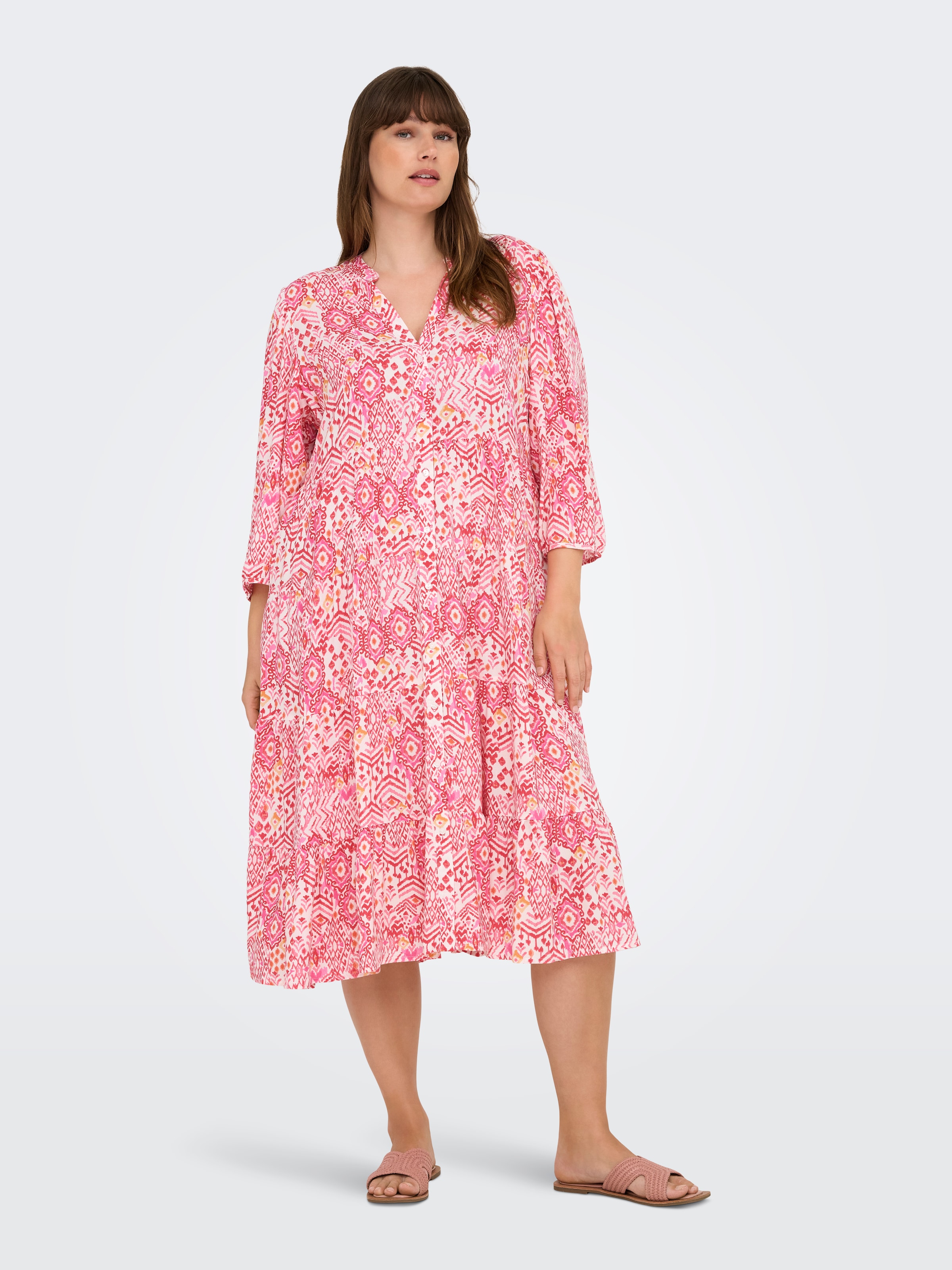 ONLY CARMAKOMA Tunikakleid »CARMILANA 3/4 DRESS WVN NOOS« Sommerkleid