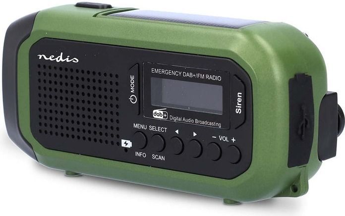 Nedis Draagbare Noodradio DAB+ - FM - Zwart - Werkt op Batterijen - Handzwengel - Zonne-energie