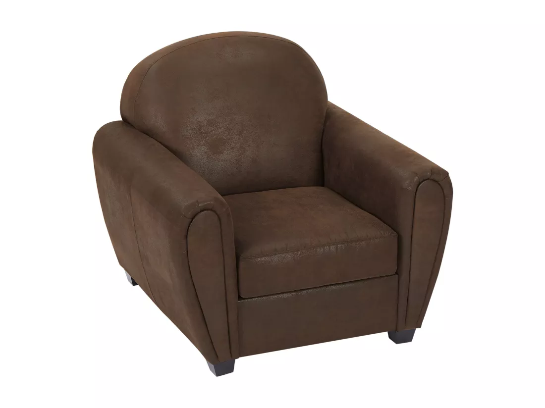 Fauteuil en microfibre aspect cuir vieilli club VICTORY III