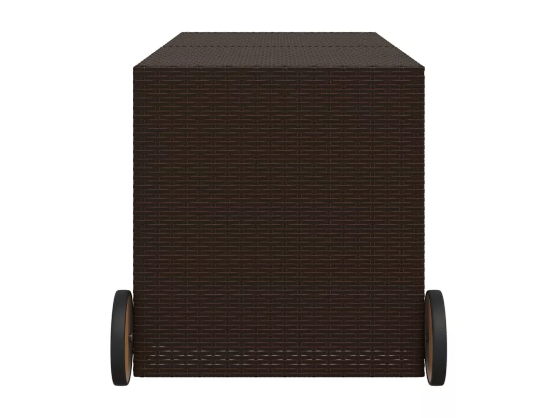 Prolenta Premium - Boîte de rangement de jardin et roues marron 283L poly rotin