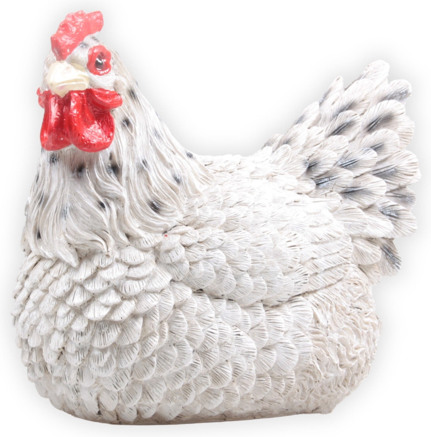 Farmwood Animals tuinbeeld kip broedend wit 8 x 7 x 7,5 cm