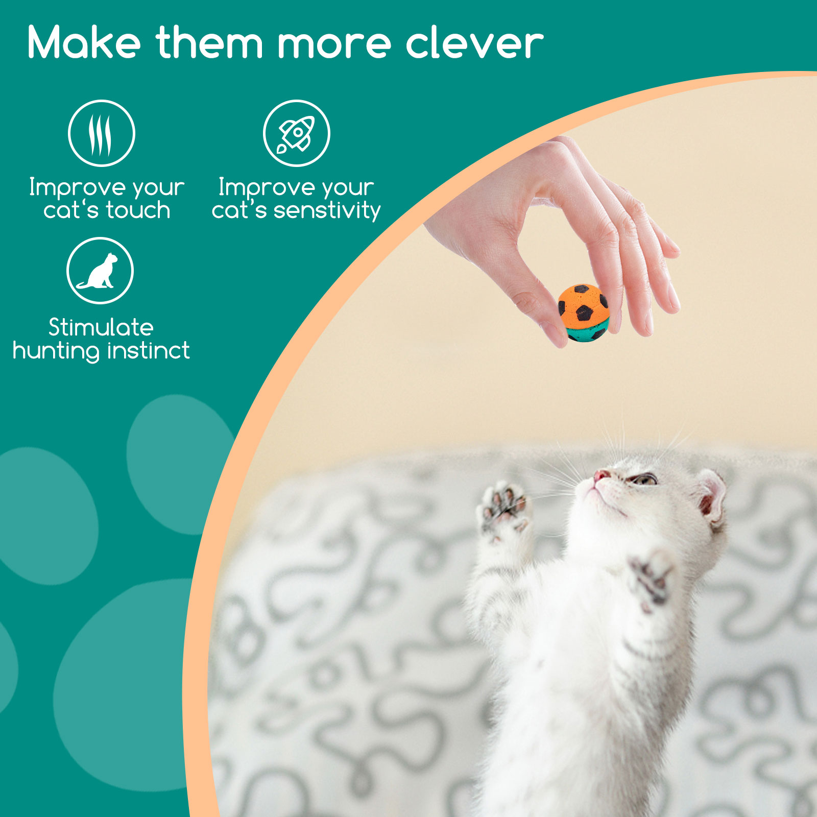 Nobleza - Conjunto de 8 Bolas de Espuma para Gatos, Bolas de Futebol para Gatos, Bolas de Brinquedo para Gatos, Brinquedos Interativos para Gatos para Uso Interno e Externo
