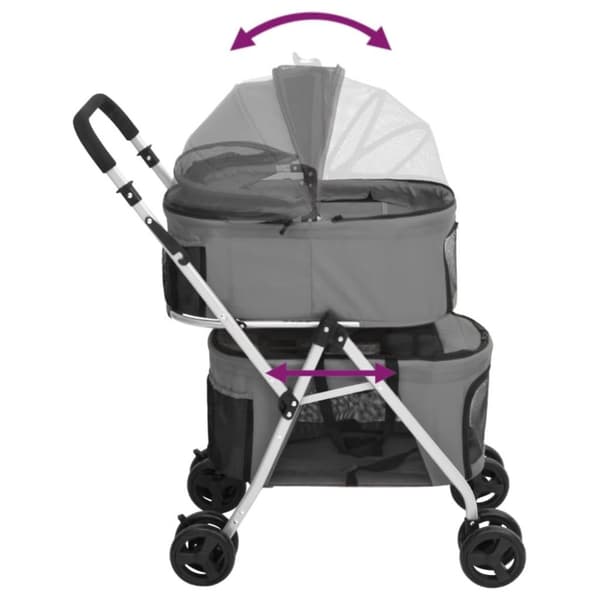 vidaXL Hundevogn 2-lags sammenleggbar grå 83x48x97 cm oxford-stoff